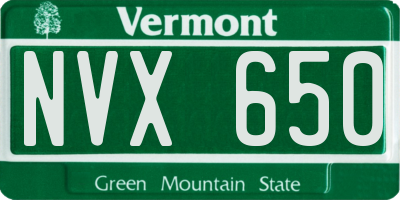 VT license plate NVX650