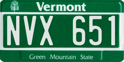 VT license plate NVX651