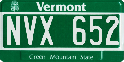 VT license plate NVX652