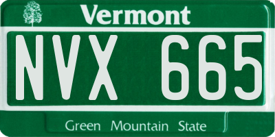 VT license plate NVX665