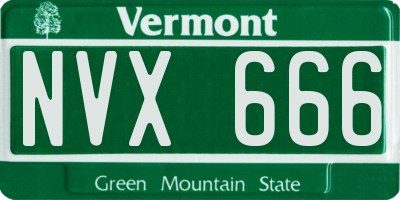 VT license plate NVX666