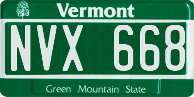 VT license plate NVX668
