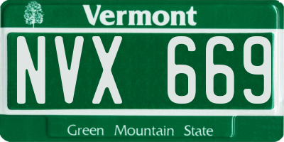 VT license plate NVX669