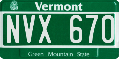 VT license plate NVX670
