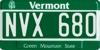 VT license plate NVX680
