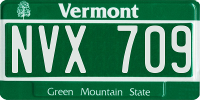 VT license plate NVX709