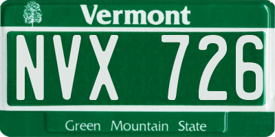 VT license plate NVX726