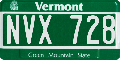 VT license plate NVX728