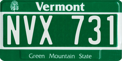 VT license plate NVX731