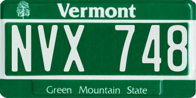 VT license plate NVX748