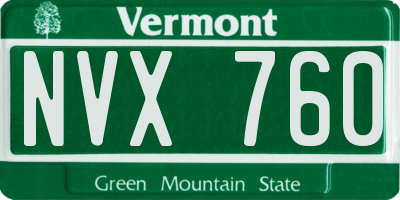 VT license plate NVX760
