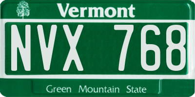 VT license plate NVX768