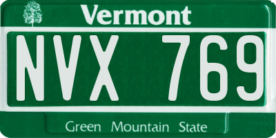 VT license plate NVX769