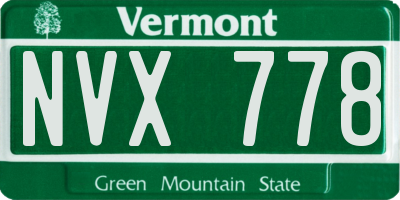 VT license plate NVX778