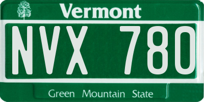 VT license plate NVX780