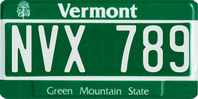 VT license plate NVX789
