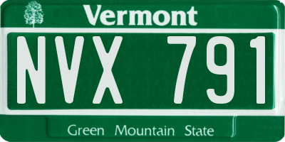 VT license plate NVX791