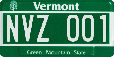 VT license plate NVZ001