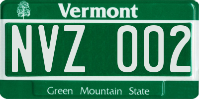 VT license plate NVZ002