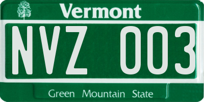 VT license plate NVZ003