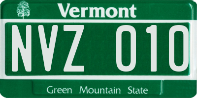 VT license plate NVZ010
