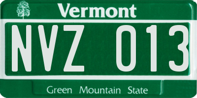 VT license plate NVZ013