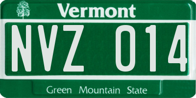 VT license plate NVZ014