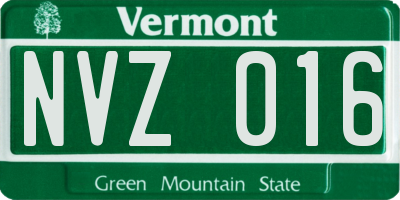 VT license plate NVZ016