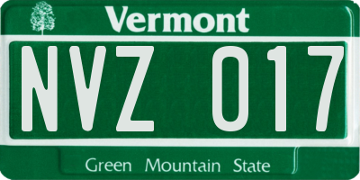 VT license plate NVZ017