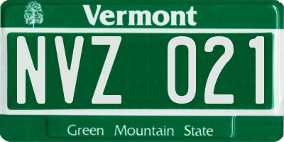 VT license plate NVZ021