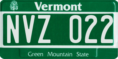 VT license plate NVZ022