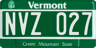 VT license plate NVZ027