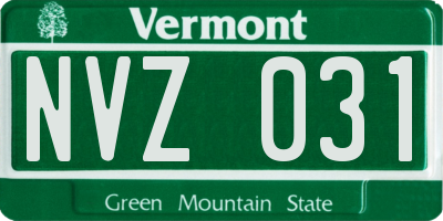 VT license plate NVZ031