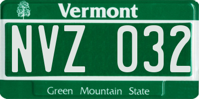 VT license plate NVZ032