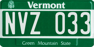 VT license plate NVZ033