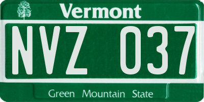VT license plate NVZ037