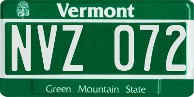 VT license plate NVZ072