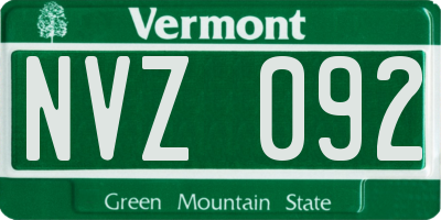 VT license plate NVZ092