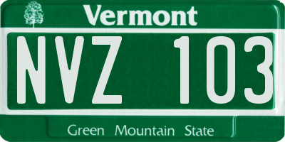 VT license plate NVZ103