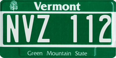 VT license plate NVZ112