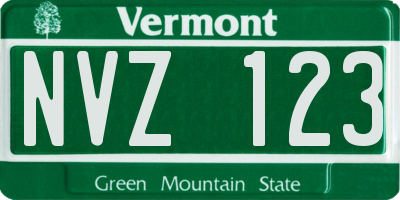VT license plate NVZ123