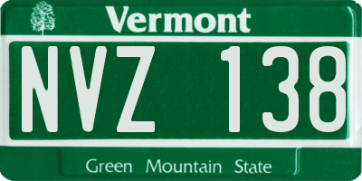 VT license plate NVZ138