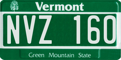 VT license plate NVZ160
