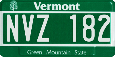 VT license plate NVZ182