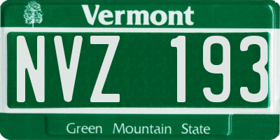 VT license plate NVZ193