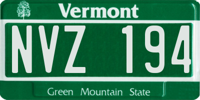 VT license plate NVZ194
