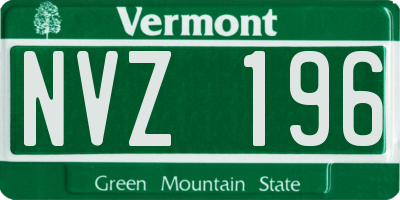 VT license plate NVZ196