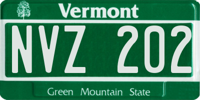 VT license plate NVZ202