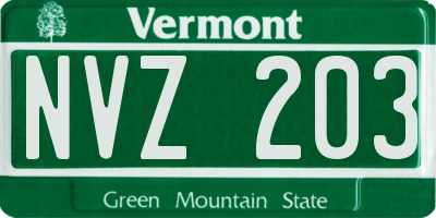VT license plate NVZ203
