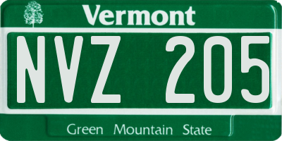 VT license plate NVZ205